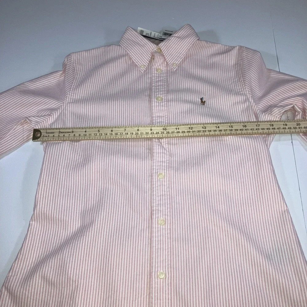 Polo Ralph Lauren Men's Medium Classic Striped Oxford Shirt Pink White